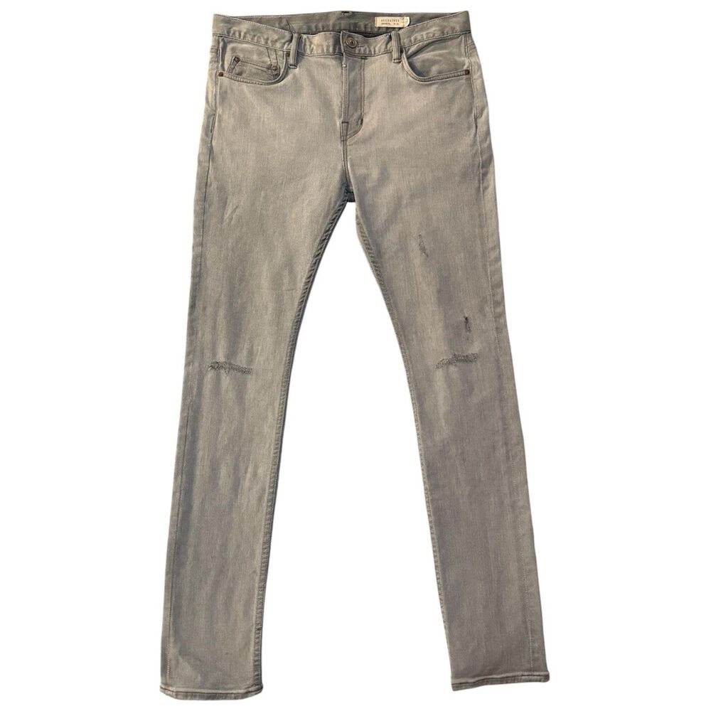 AllSaints Cigarette Men's Gray Slim Fit Jeans Size 33x33 Button Fly Casual Denim